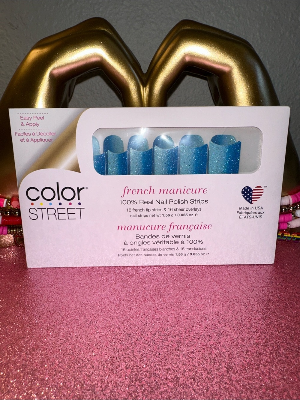 Color Street Sparkling Blue French Manicure Nail Strips